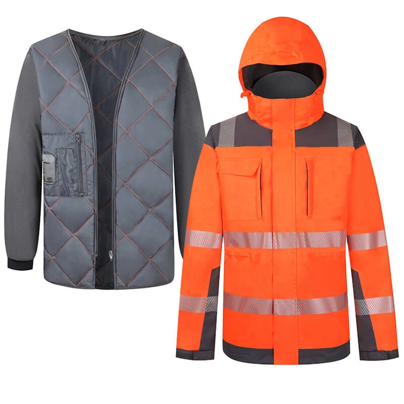 Мужская светоотражающая защитная конструкция Orange 2 In 1 Hi Vis Jacket