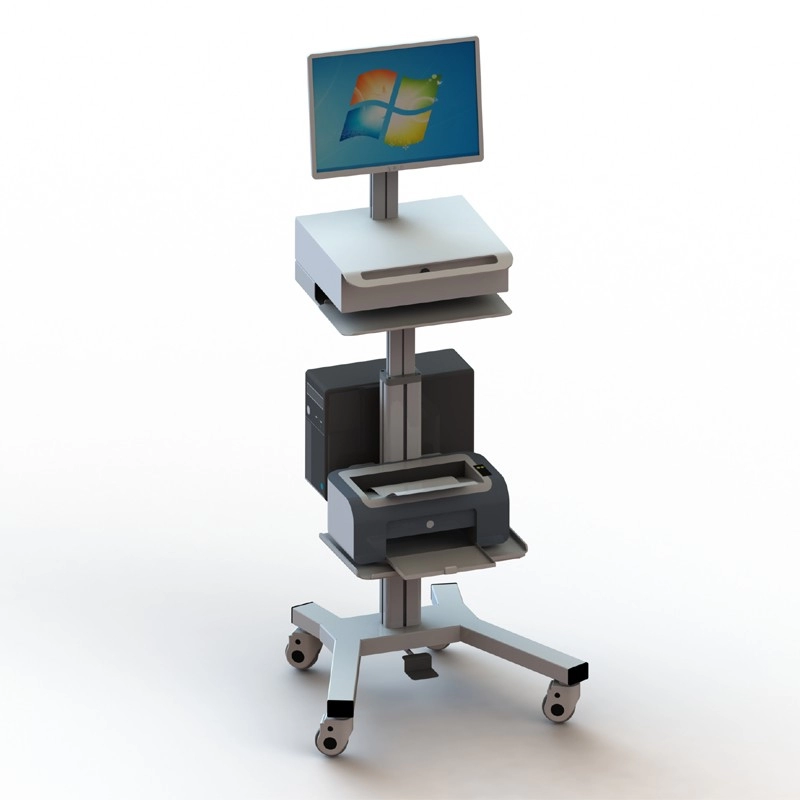 Регулируемая по высоте медицинская компьютерная тележка с выдвижным ящиком