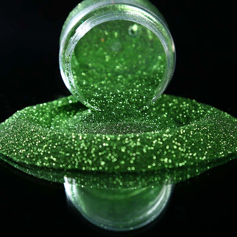 Изумрудно-зеленый пластиковый порошок для тиснения с блестками