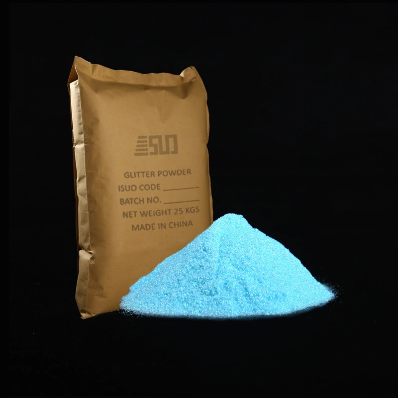 Оптовая промышленная радужная синяя блестящая пыль из ПЭТ