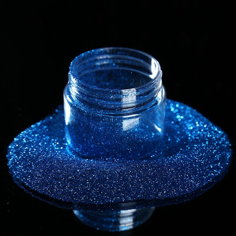 Глянцевая сапфировая синяя пудра для ногтей с гламурным блеском