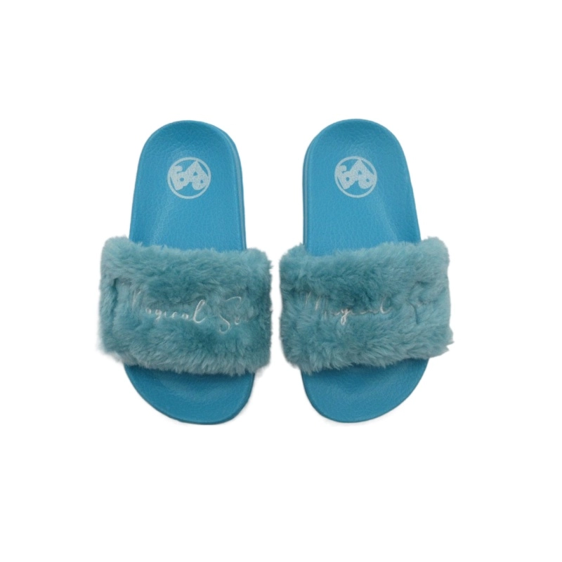 Зимние теплые детские сандалии из искусственного меха на плоской подошве