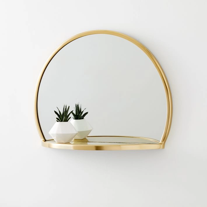 Полукруглое зеркало из латуни с золотым зеркалом