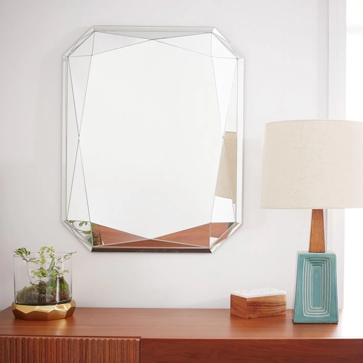 Домашнее декоративное бескаркасное граненое зеркало Изумруд