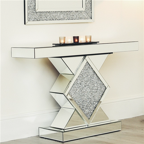 Зеркальный консольный стол с бриллиантами для прихожей