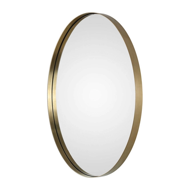Металлическое латунное золотое круглое настенное зеркало