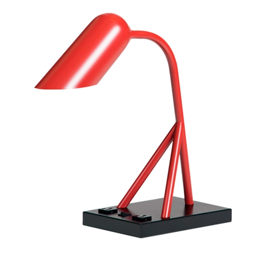 Современная гостиничная красная металлическая настольная лампа с розетками