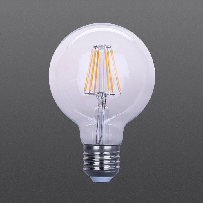 LED G80 filament bulb 6W clear