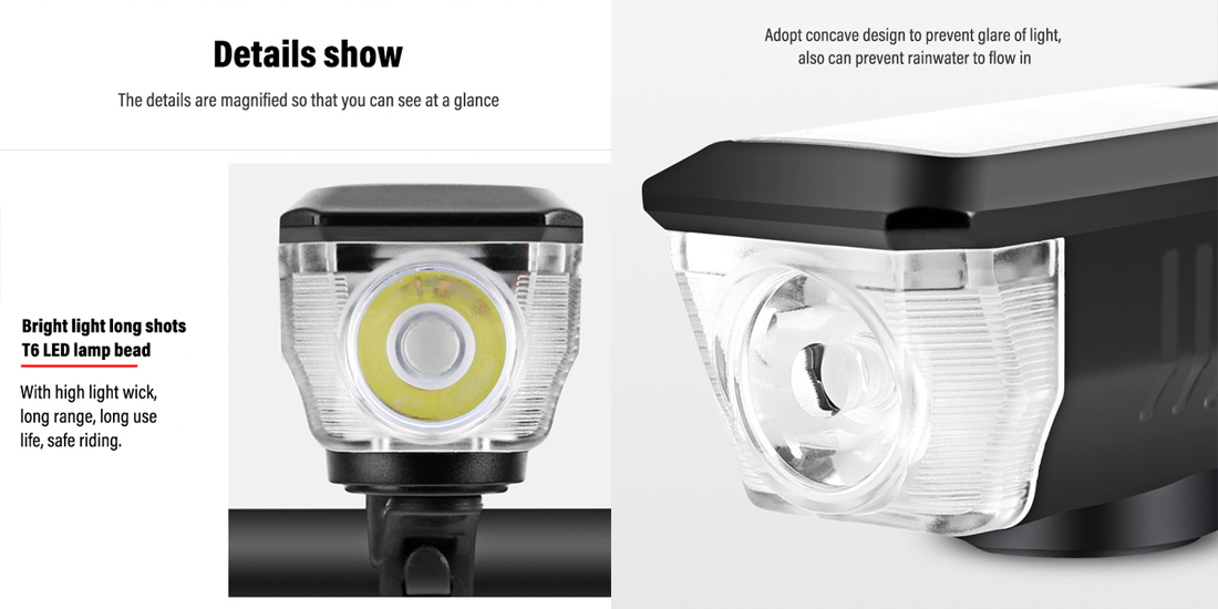 Waterproof led light bike headlight