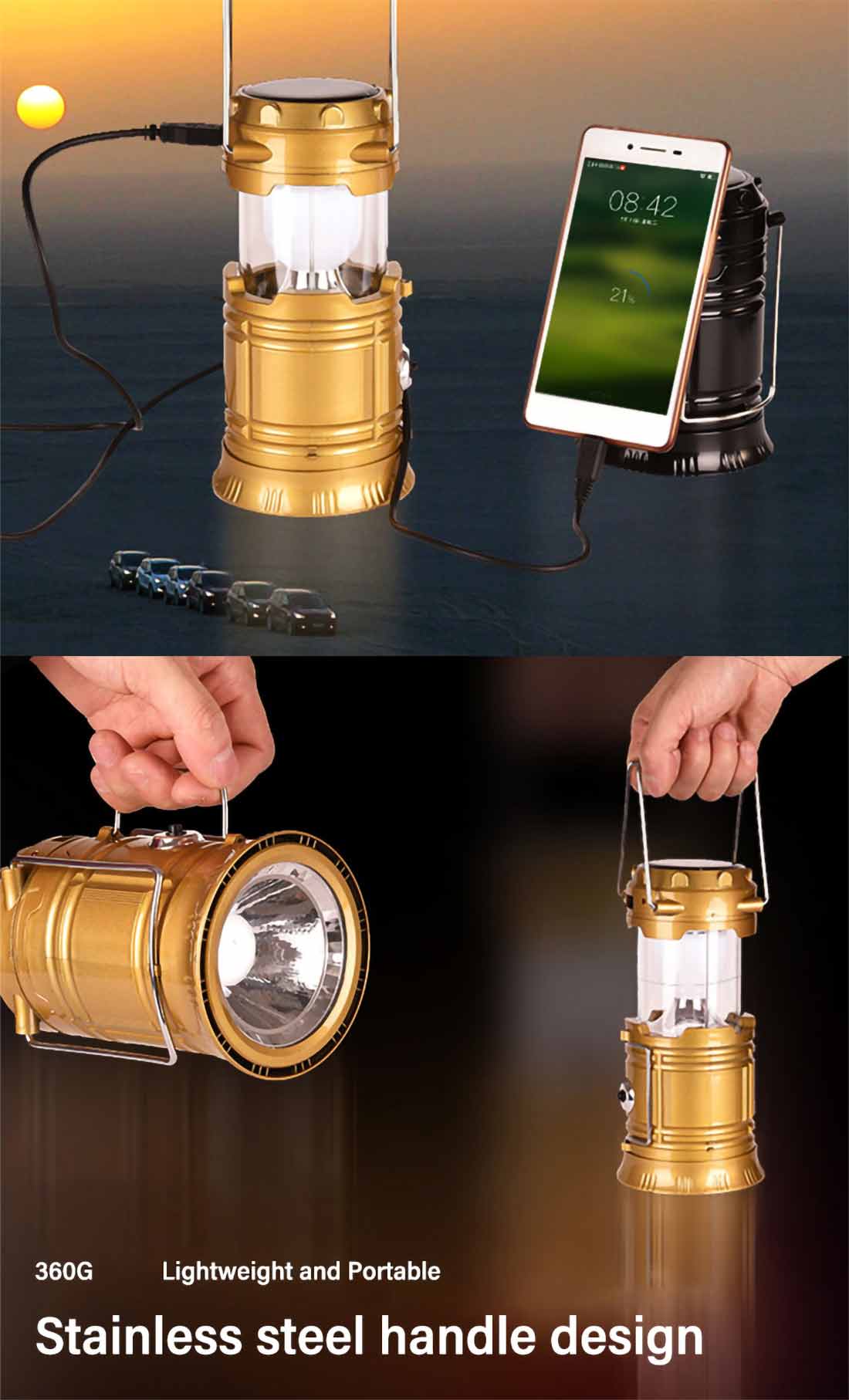 rechageable 2-in-1 campping lantern