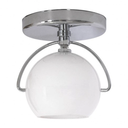Светильник полуутопленного монтажа 1-Light из белого стеклянного шара из полированного хрома