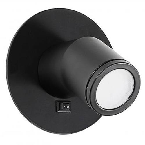 Черная круглая мини-светодиодная лампа для чтения изголовья с выключателем