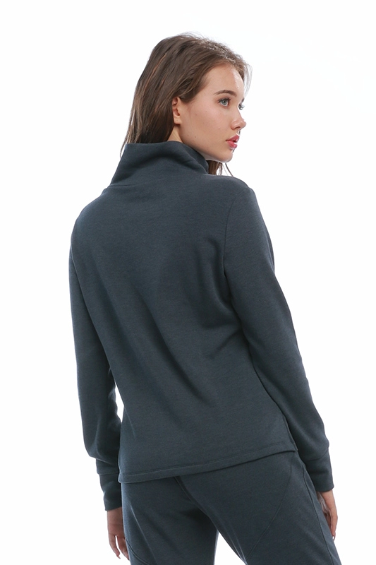 Изготовленный на заказ базовый пуловер с длинным рукавом и высоким воротником, сплошной свитер с боковыми разрезами, женская толстовка