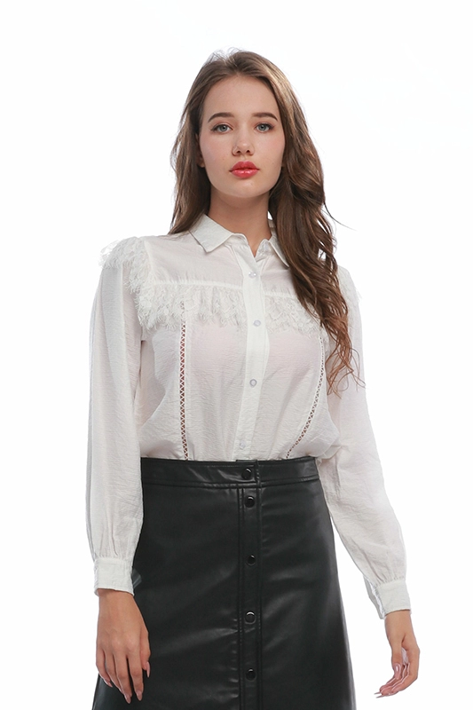 Белая кружевная рубашка из шифоновой ткани с оборками для женщин