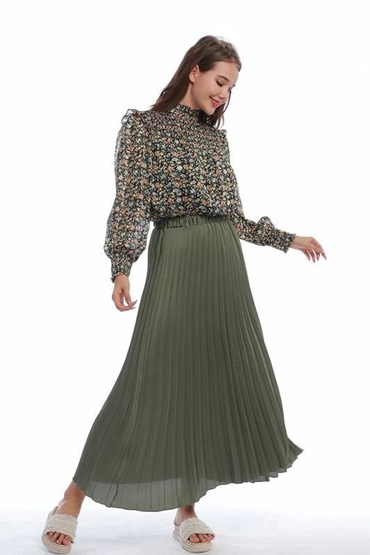Элегантная повседневная макси длинная чистая цветная плиссированная удобная женская юбка с эластичной талией