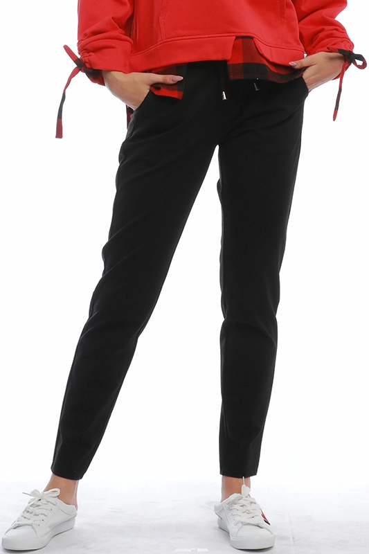 Женские однотонные черные брюки с эластичной резинкой на талии Спортивная одежда Спортивные джоггеры Брюки с манжетами