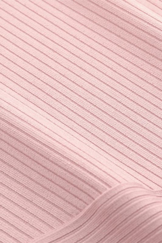 Женский розовый осенний ребристый вязаный свитер с длинным рукавом, легкий облегающий женский свитер с воротником под горло