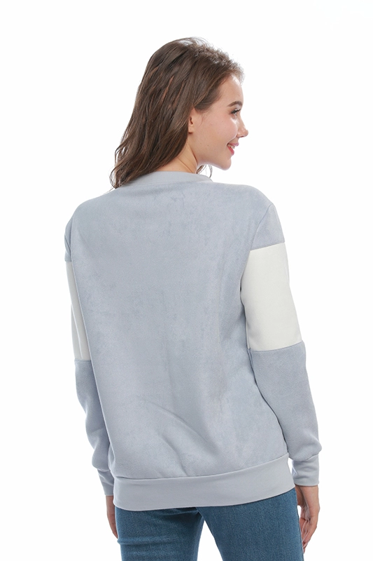 Повседневный женский пуловер с цветными блоками и длинным рукавом с круглым вырезом