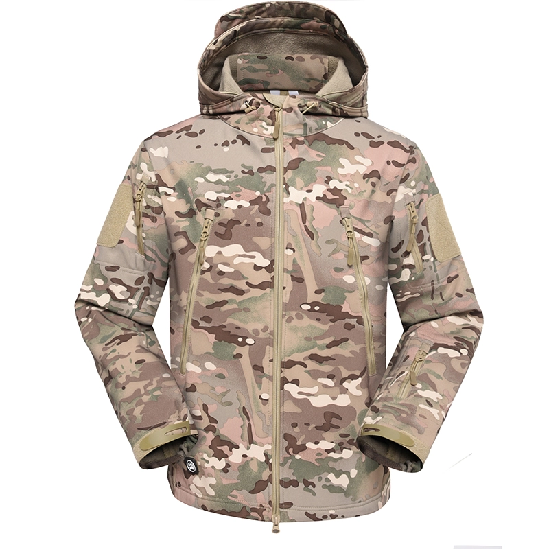 Мультикамуфляжная зимняя флисовая куртка в стиле милитари