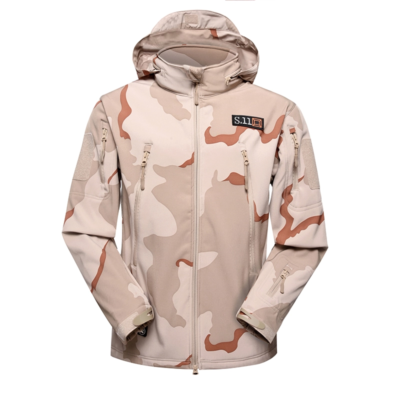 Военная зимняя флисовая куртка с камуфляжным принтом Three Desert