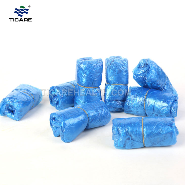 Водонепроницаемые синие пластиковые одноразовые бахилы CPE