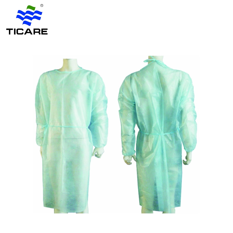 Нетканое полипропиленовое лабораторное платье для посещения с пуговицами синего цвета