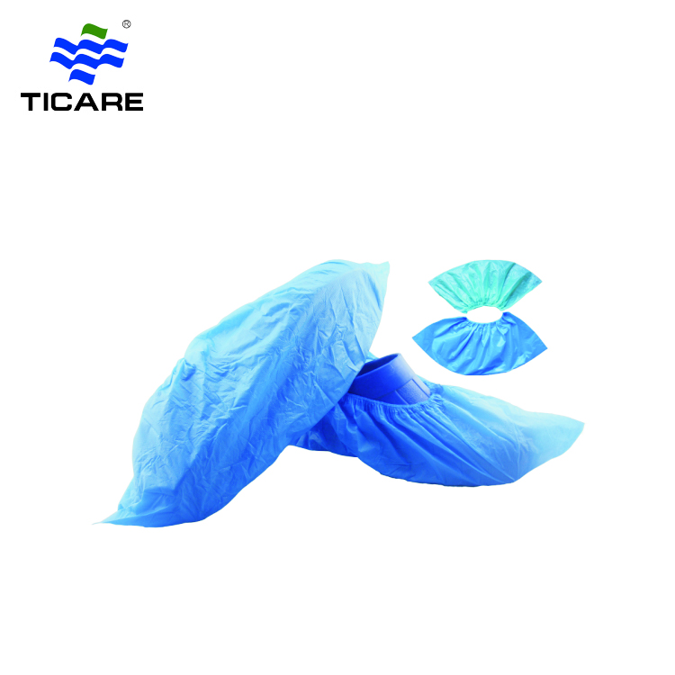 Водонепроницаемые синие пластиковые одноразовые бахилы CPE