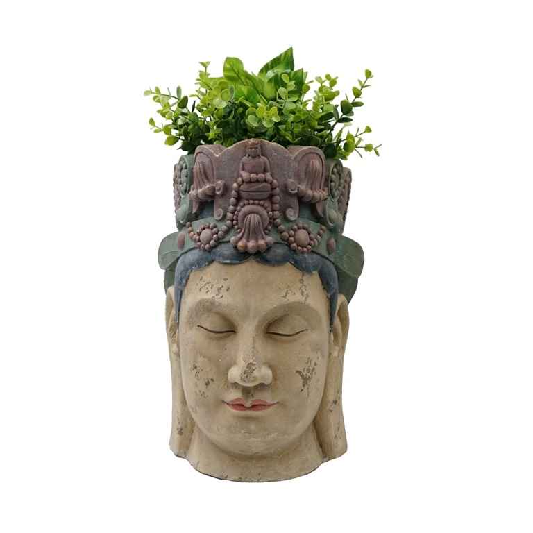 Винтажная сеялка для головы Будды из смолы