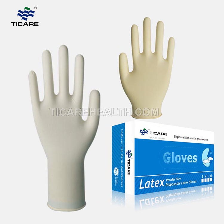 Одноразовые опудренные медицинские латексные смотровые перчатки