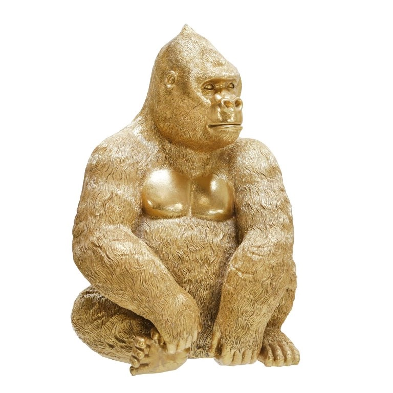 Золотая фигурка сидящей гориллы из смолы