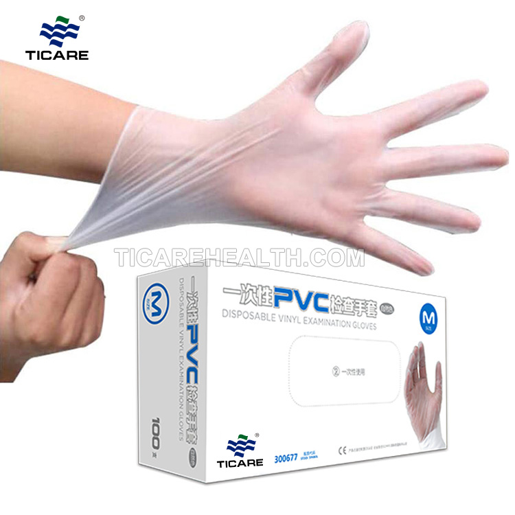 Одноразовые смотровые белые защитные виниловые перчатки из ПВХ