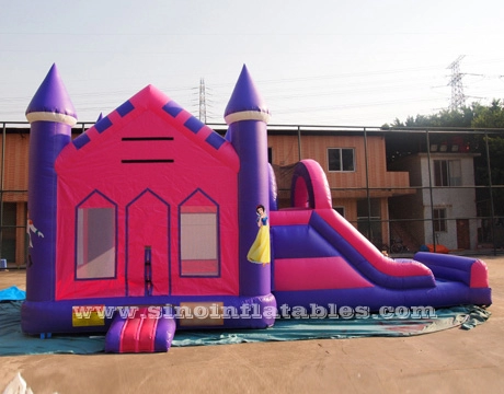 4in1 розовый детский надувной дом принцессы с горкой от фабрики Guangzhou Inflatable