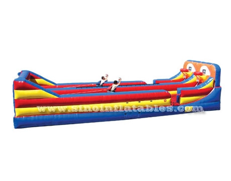 Надувной банджи-ранг для детей и взрослых с двумя дорожками на открытом воздухе и броском баскетбола от Sino Inflatables