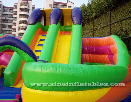 Детская надувная горка тысячелетия 6x6 м с препятствиями и туннелем для вечеринок на открытом воздухе