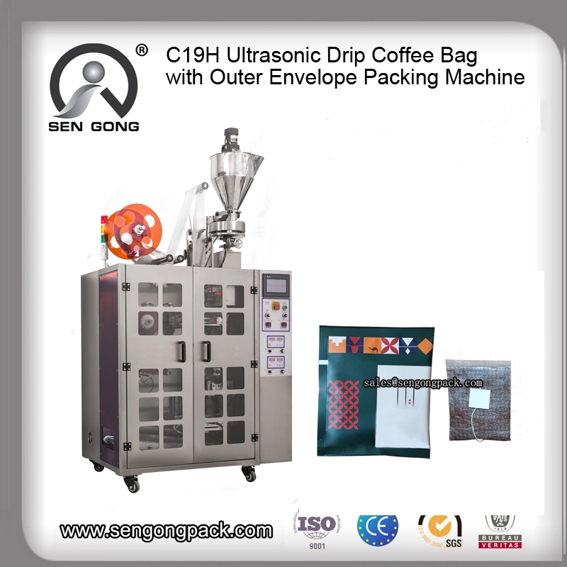Ультразвуковая упаковочная машина для капельного мешка C19H PLA для ирландского кофе с внешним конвертом