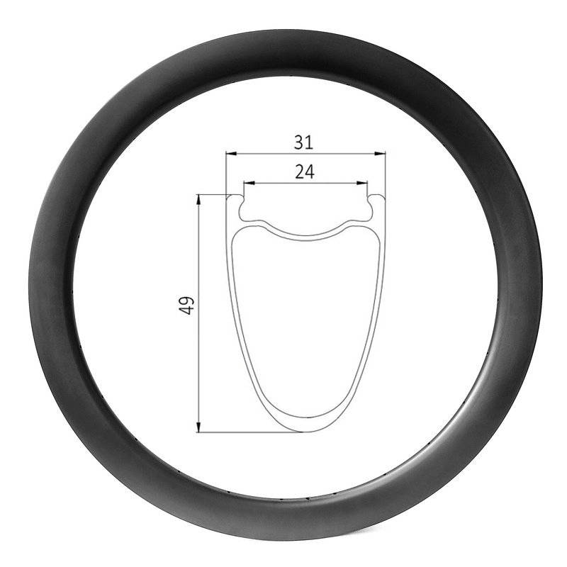700c гравийный велосипедный диск, внутренняя ширина 24 мм, глубина 49 мм, клинчерный карбоновый обод