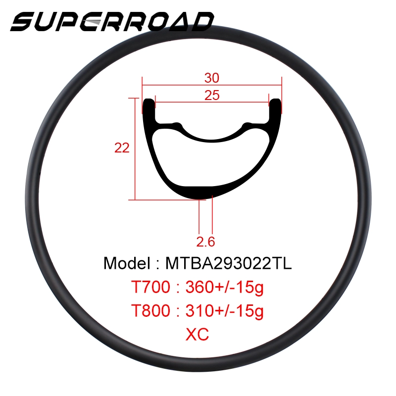 29er, ширина 30 мм, глубина 22 мм, асимметричные карбоновые самые легкие диски Mtb для колес XC