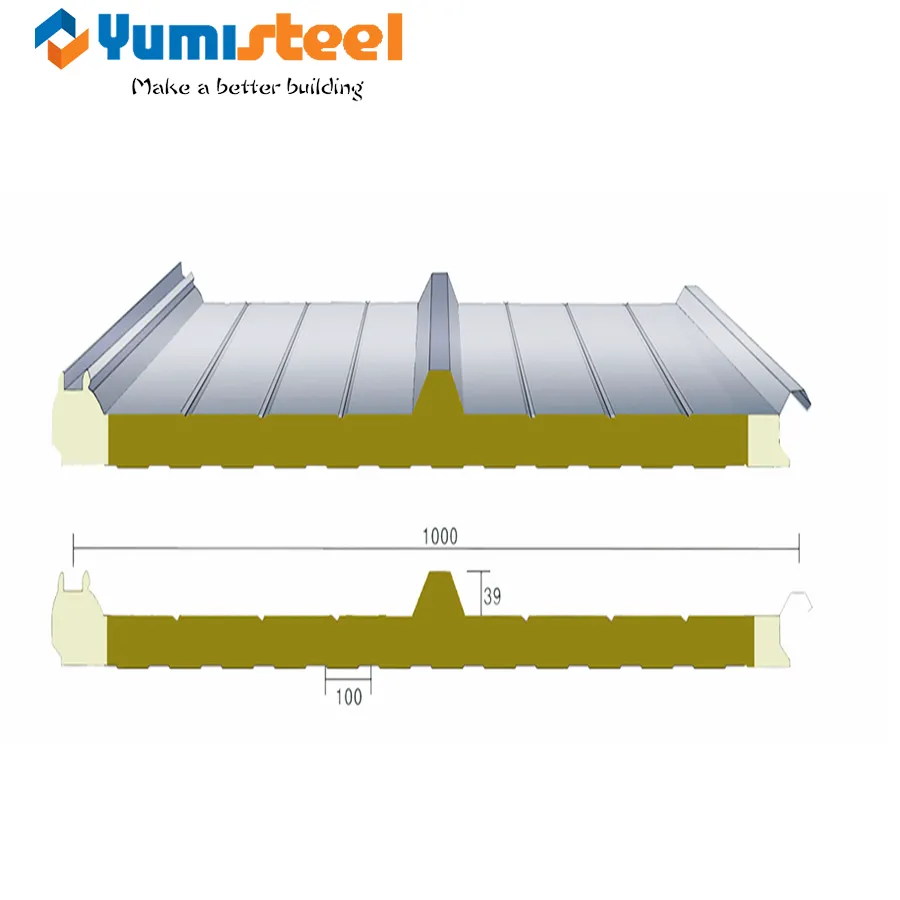 75 мм минеральные сэндвич-панели с уплотнительным краем из ПУ для крыши