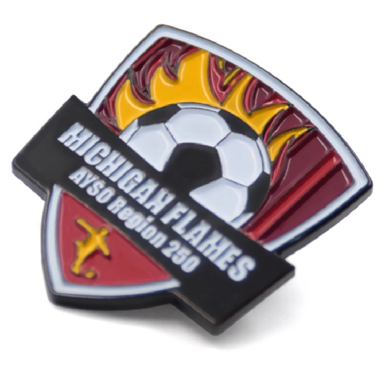 Футбольная булавка с твердым эмалевым логотипом производителя