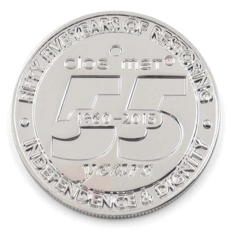 Изготовление юбилейных блестящих серебряных сувенирных монет на заказ.