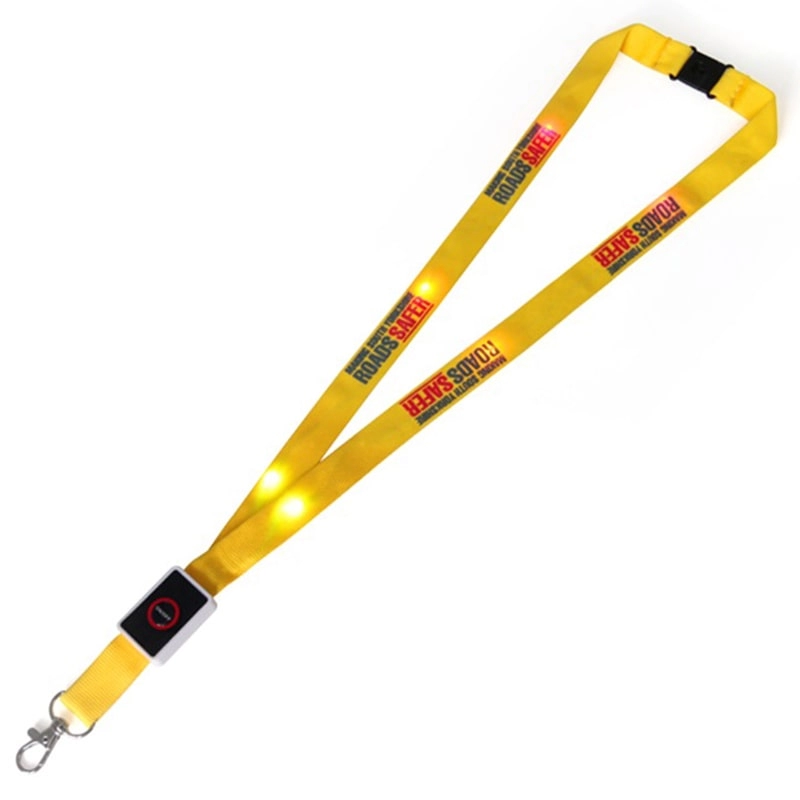 Желтый нейлоновый шнурок со светодиодной подсветкой и держателем для карточек