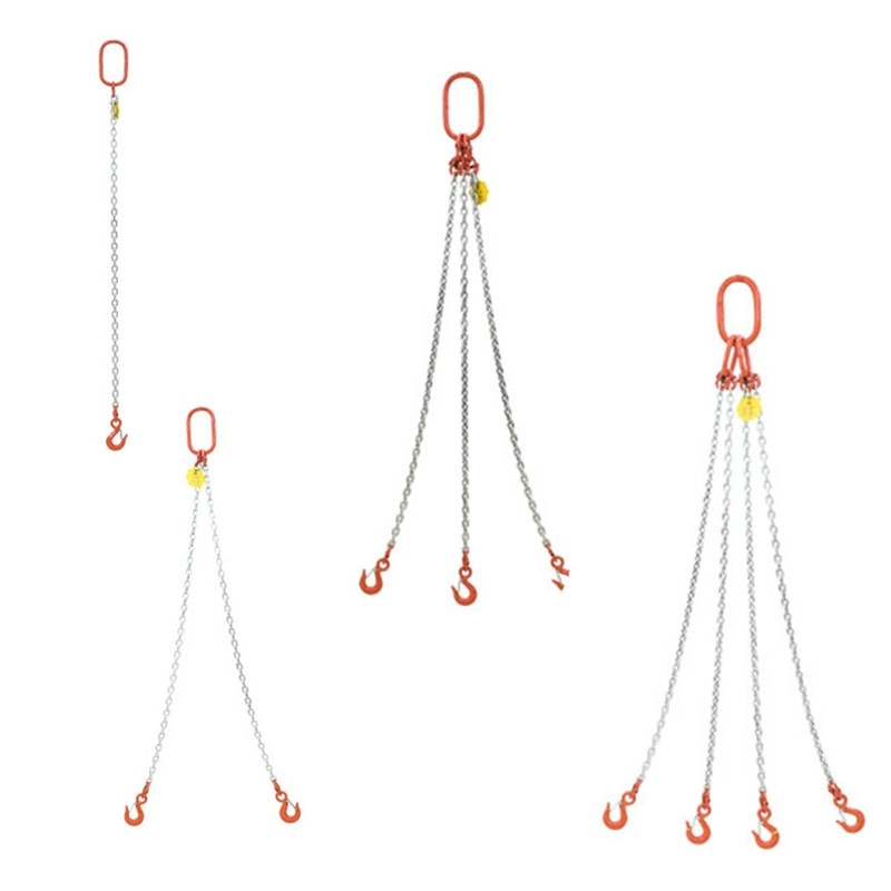 Одинарный, двойной, три или четыре цепных стропа T80 с грейферным крюком и регуляторами
